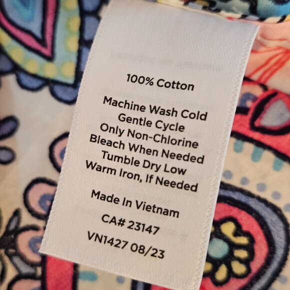 Talbots Plus Size 2X Blossom Paisley Shirt Button-Front Flip Cuff Collar - Picture 10 of 13